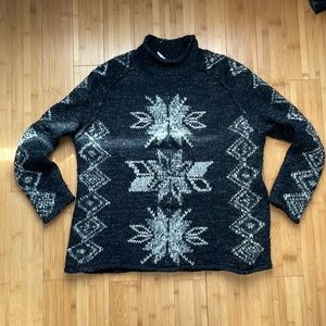 Free People chunky knit oversized mock neck fair isle sweater